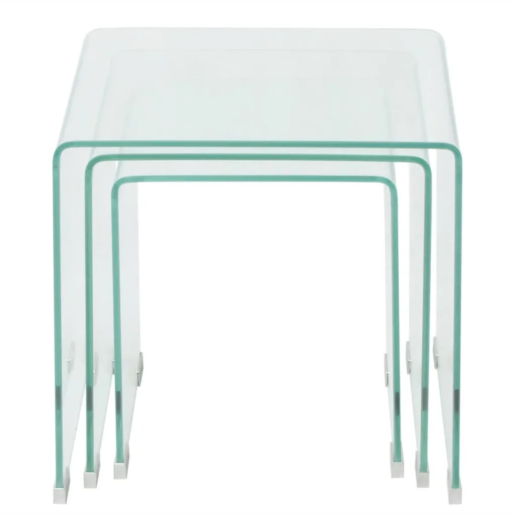 Nest of Tables Coffee Table Living Room End Table Tempered Glass Clear