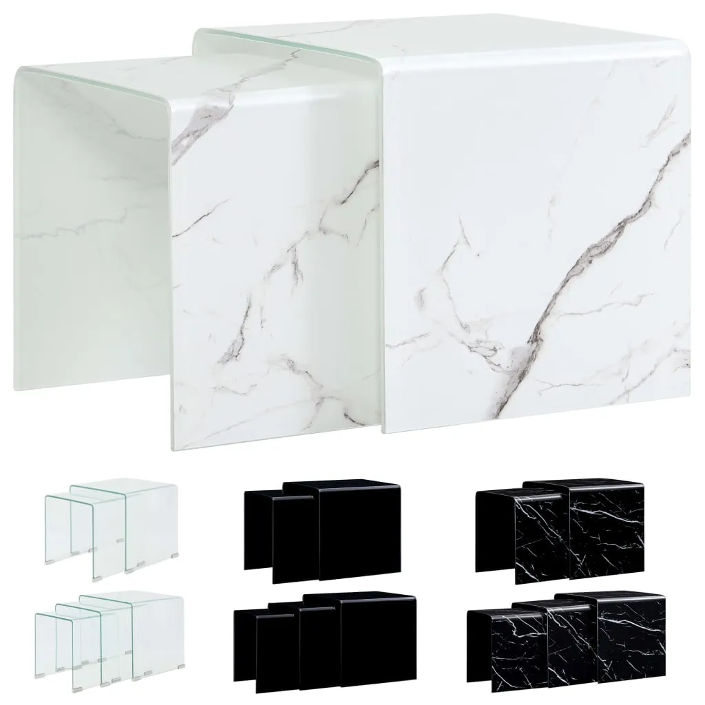 Nest of Tables Coffee Table Living Room End Table Tempered Glass Clear