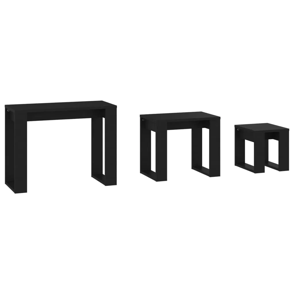 Nesting Tables 3 pcs Black Chipboard