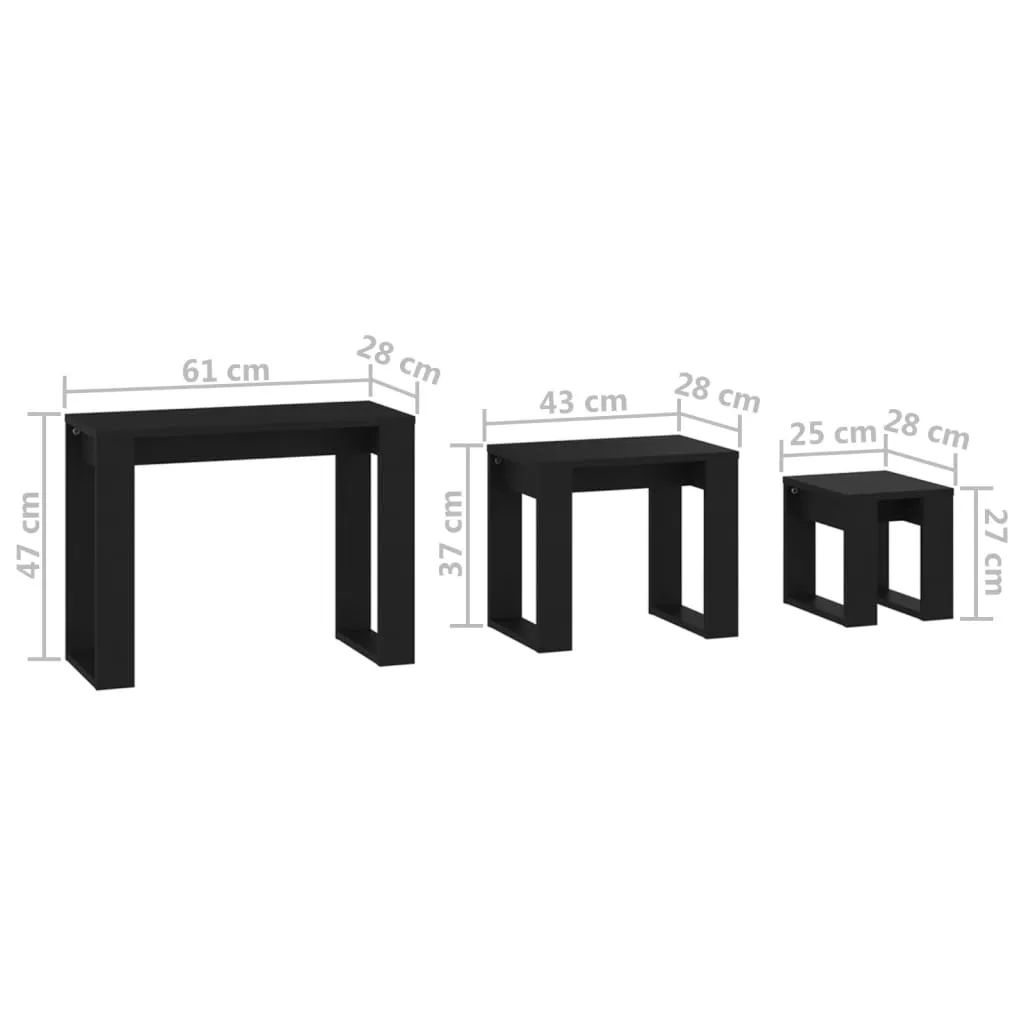 Nesting Tables 3 pcs Black Chipboard