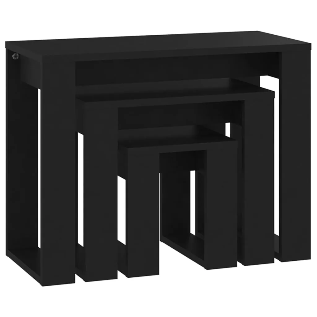 Nesting Tables 3 pcs Black Chipboard