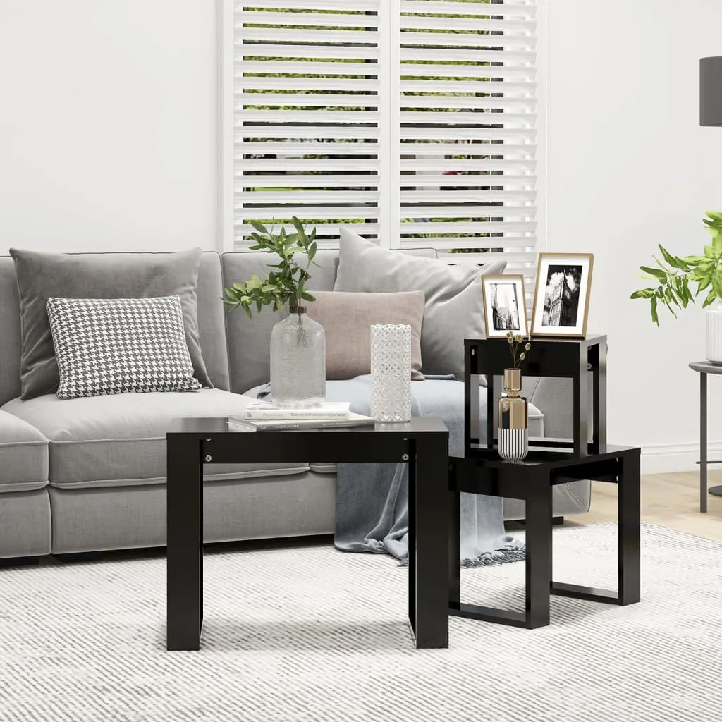 Nesting Tables 3 pcs Black Chipboard