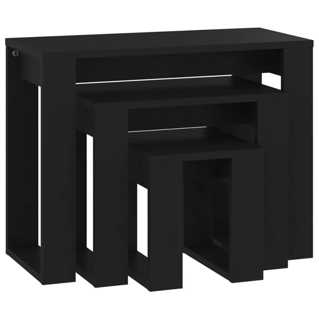 Nesting Tables 3 pcs Black Chipboard