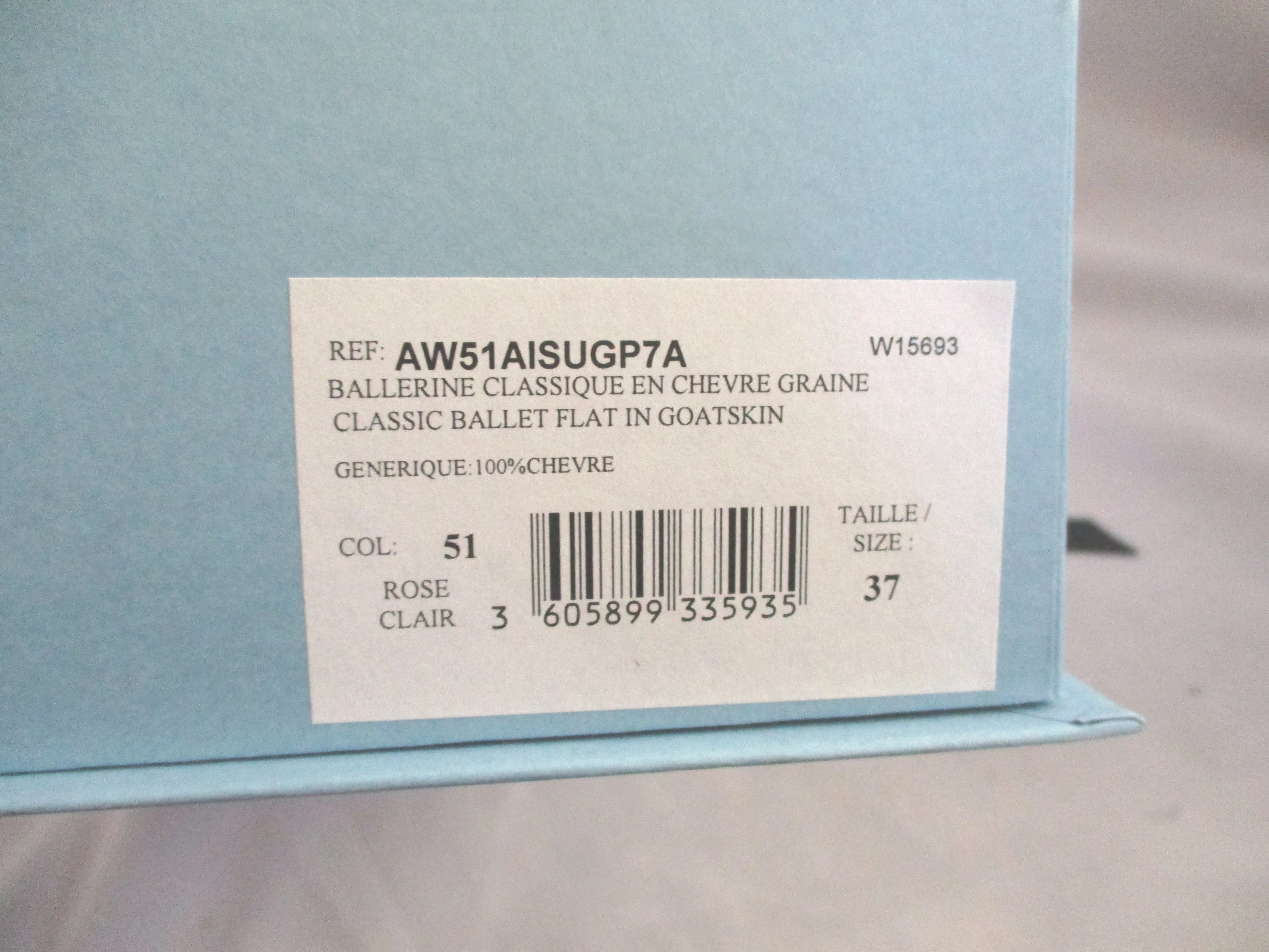 NEW LANVIN Leather Classic Ballet Flat Shoe 37 ROSE PINK Slipper NWT