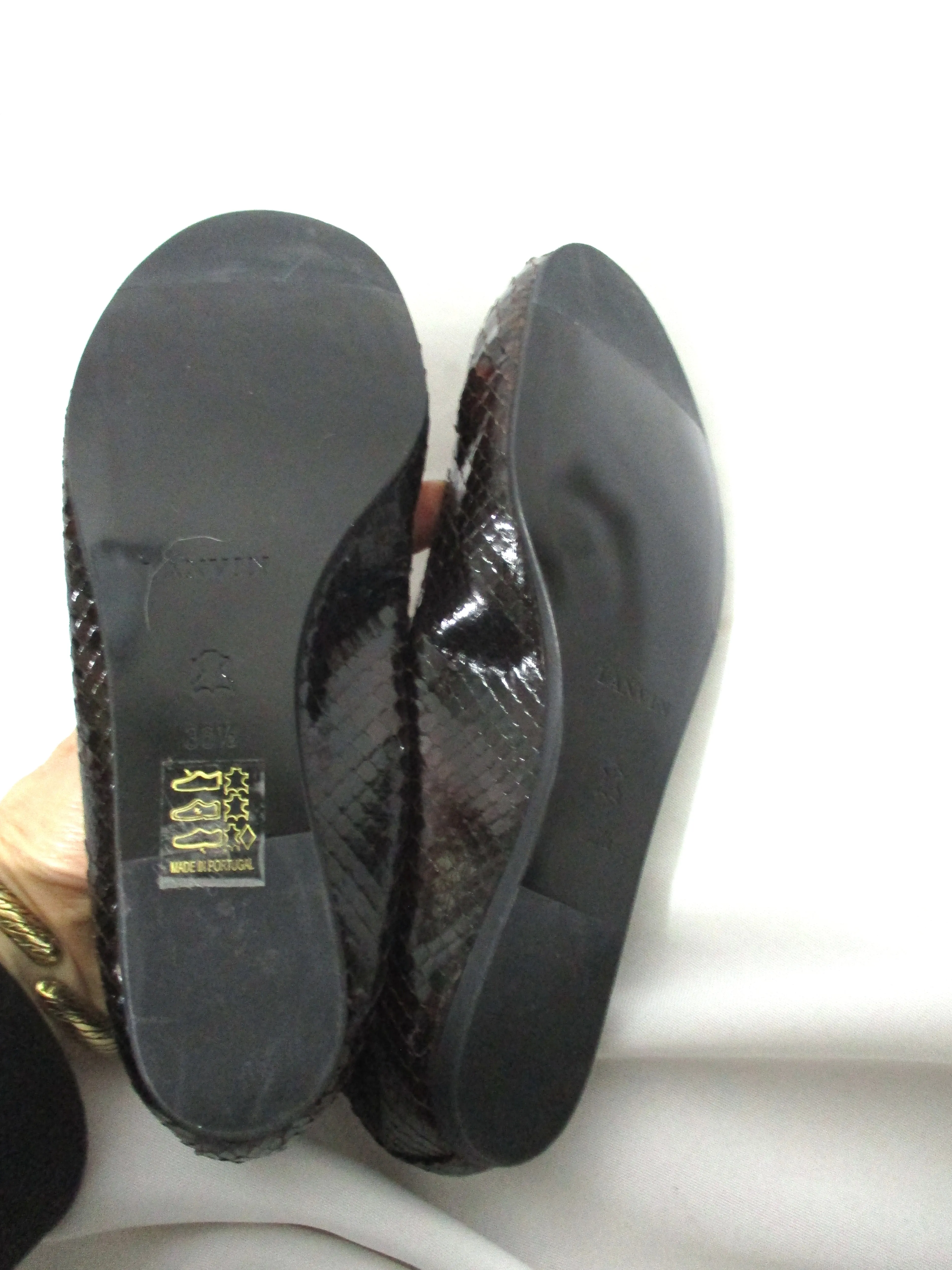 NEW LANVIN Leather Classic PYTHON Ballet Flat Shoe 36.5 Slipper BURGUNDY RED