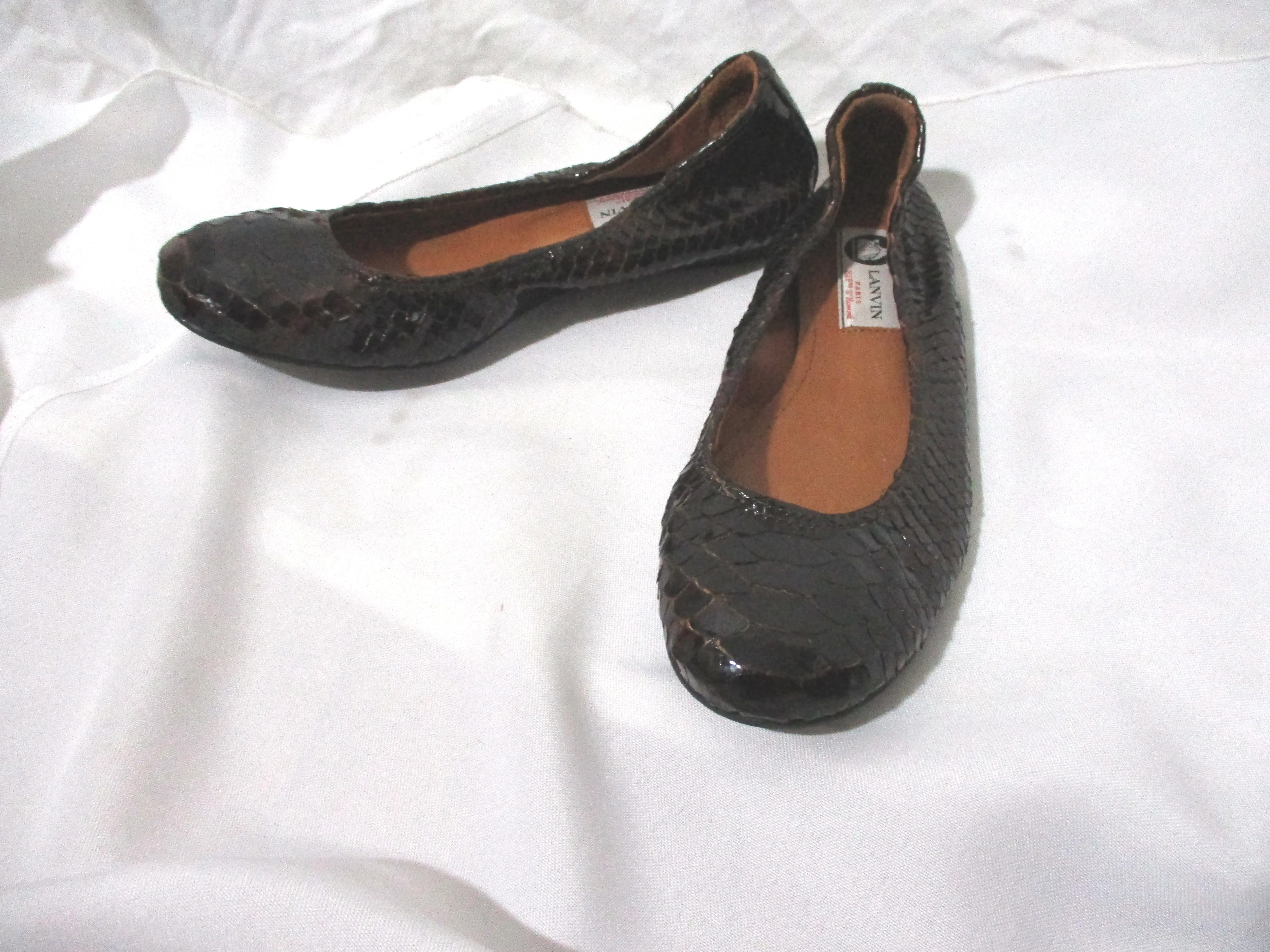NEW LANVIN Leather Classic PYTHON Ballet Flat Shoe 36.5 Slipper BURGUNDY RED