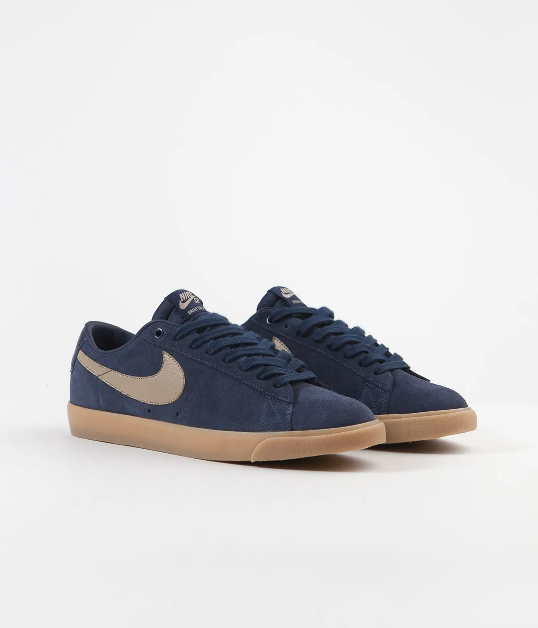 Nike SB Blazer Low GT Shoes - Midnight Navy / Khaki - Gum Light Brown