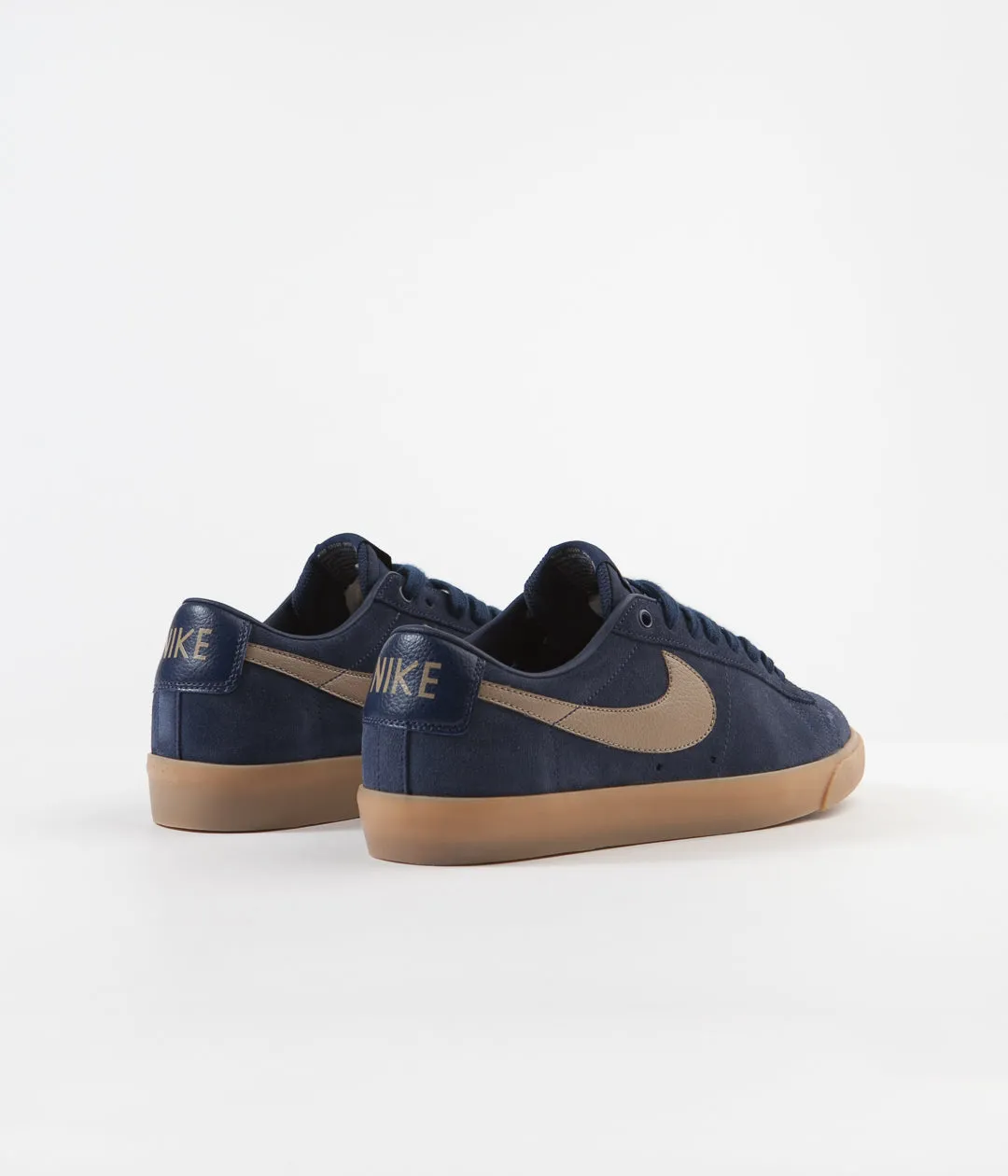 Nike SB Blazer Low GT Shoes - Midnight Navy / Khaki - Gum Light Brown
