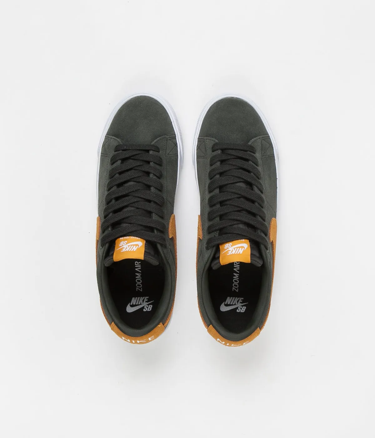 Nike SB Blazer Low GT Shoes - Sequoia / Kumquat - White - Gum Light Brown