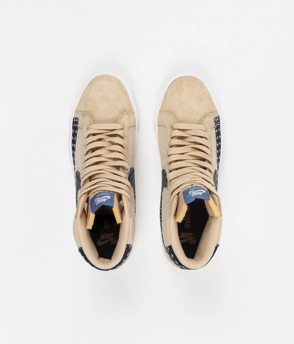 Nike SB Blazer Mid Premium Shoes - Sesame / Mystic Navy - Sail - Gum Light Brown