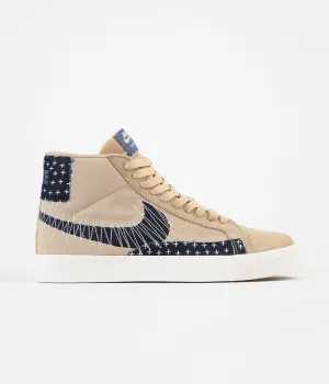 Nike SB Blazer Mid Premium Shoes - Sesame / Mystic Navy - Sail - Gum Light Brown