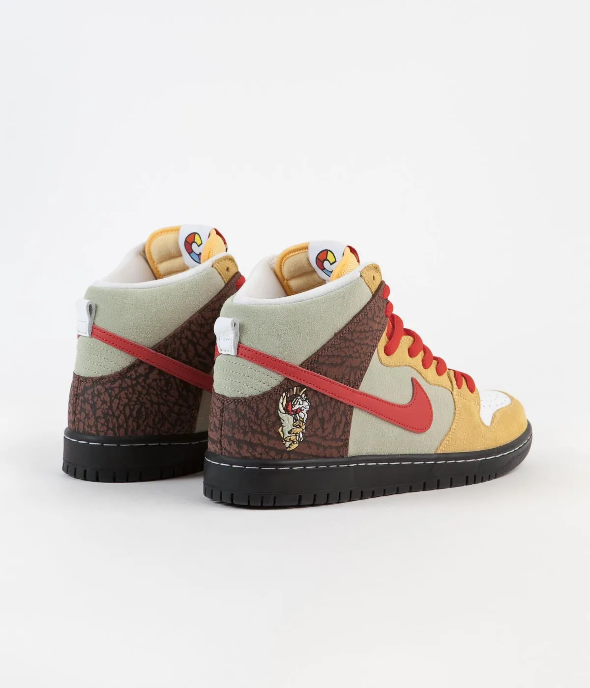 Nike SB Dunk High Pro 'Kebab and Destroy' Shoes - Topaz Gold / Chile Red - Fauna Brown - White - Black - Celadon