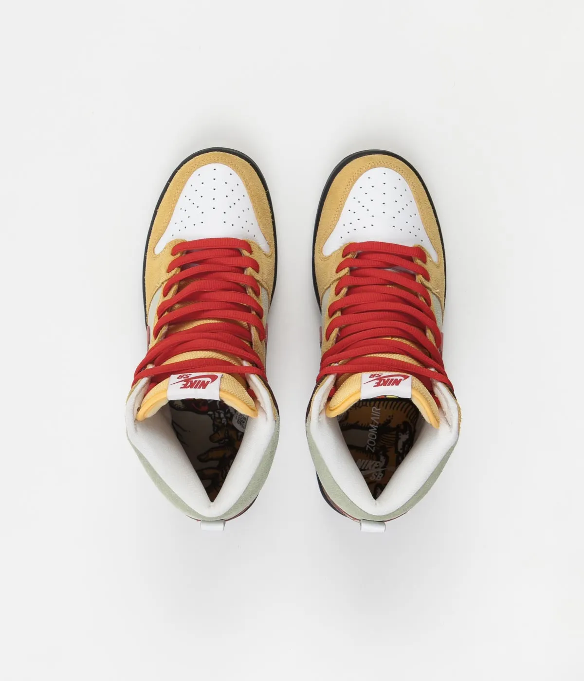 Nike SB Dunk High Pro 'Kebab and Destroy' Shoes - Topaz Gold / Chile Red - Fauna Brown - White - Black - Celadon