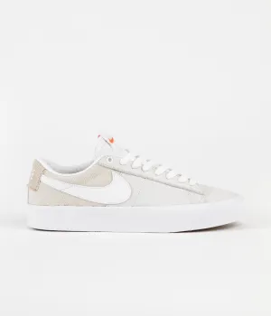 Nike SB Orange Label Blazer Low Pro GT Shoes - White / White - White - Summit White