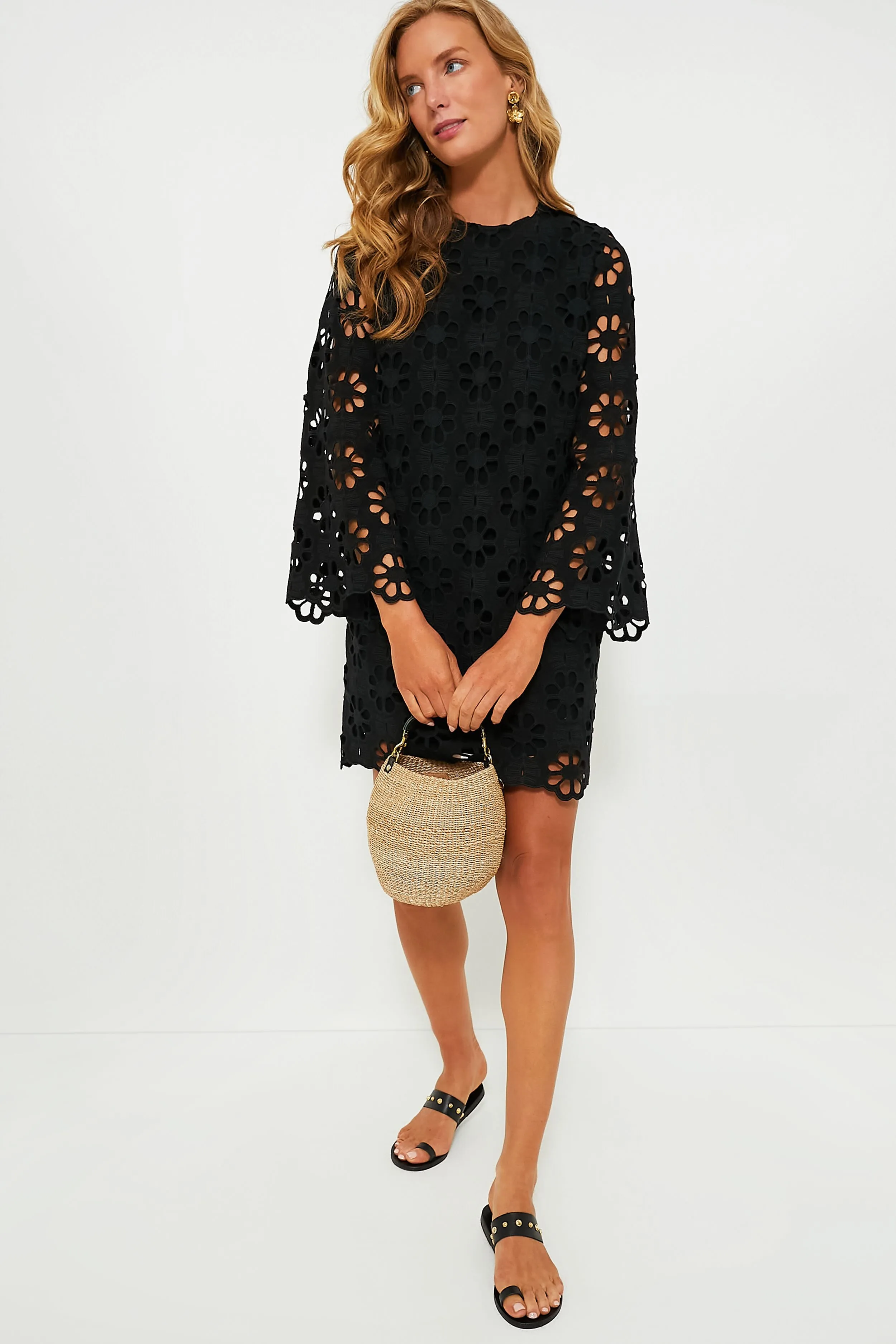 Noir Eyelet Hutton Mini Dress