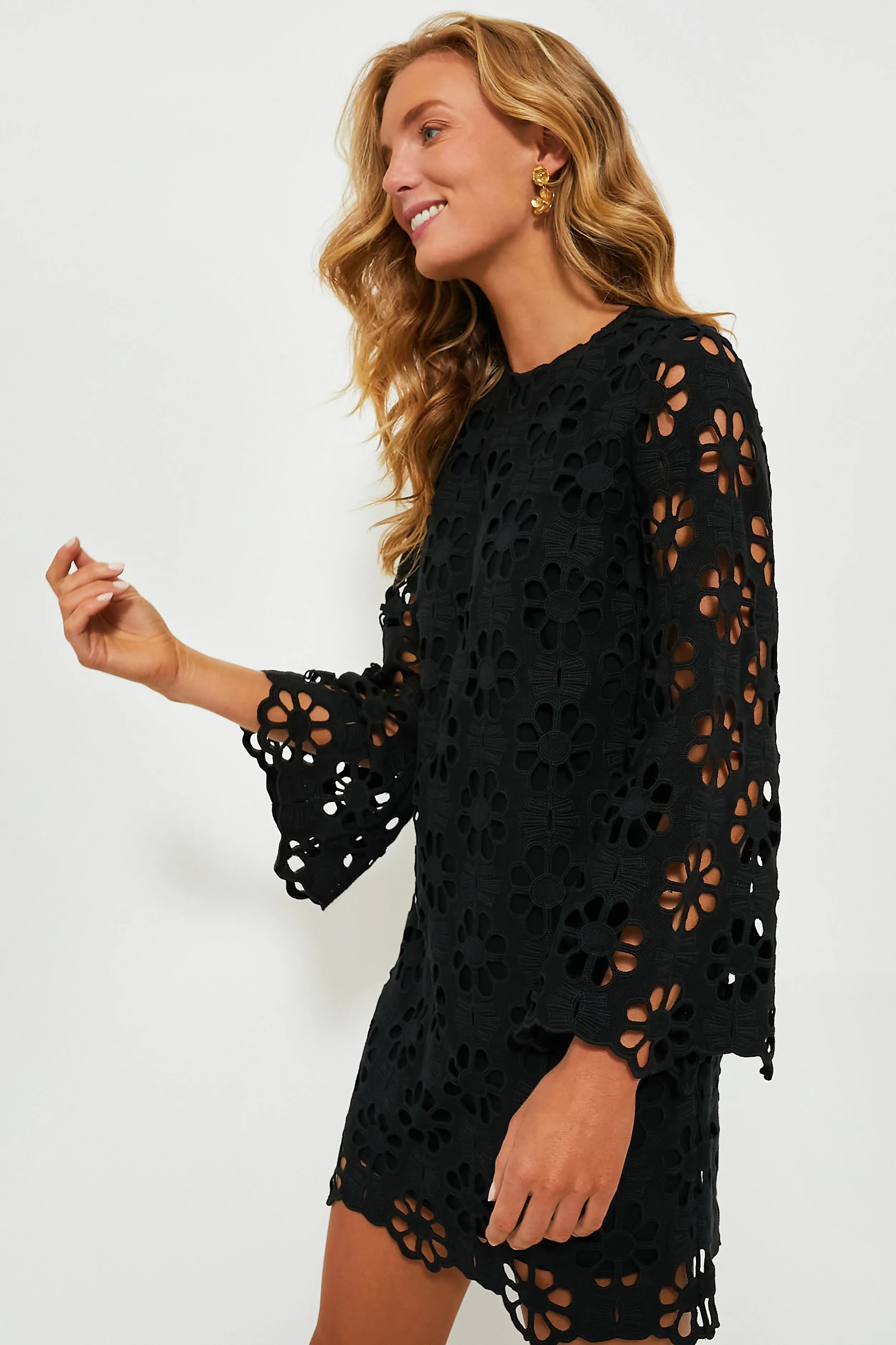 Noir Eyelet Hutton Mini Dress