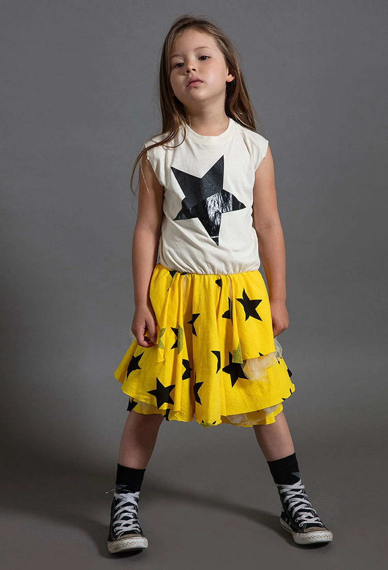 Nununu Kids Girl LAYERED STAR Tulle Dress - Natural