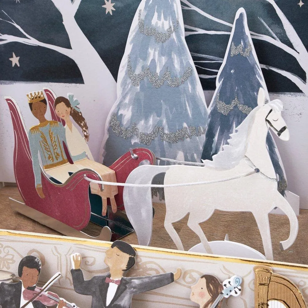 Nutcracker Theater Christmas Advent Calendar, Nutcracker-Themed Advent Box for Kids with Numbered Envelopes and Charm Bracelet