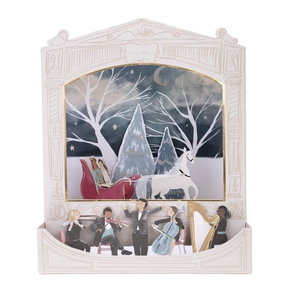 Nutcracker Theater Christmas Advent Calendar, Nutcracker-Themed Advent Box for Kids with Numbered Envelopes and Charm Bracelet