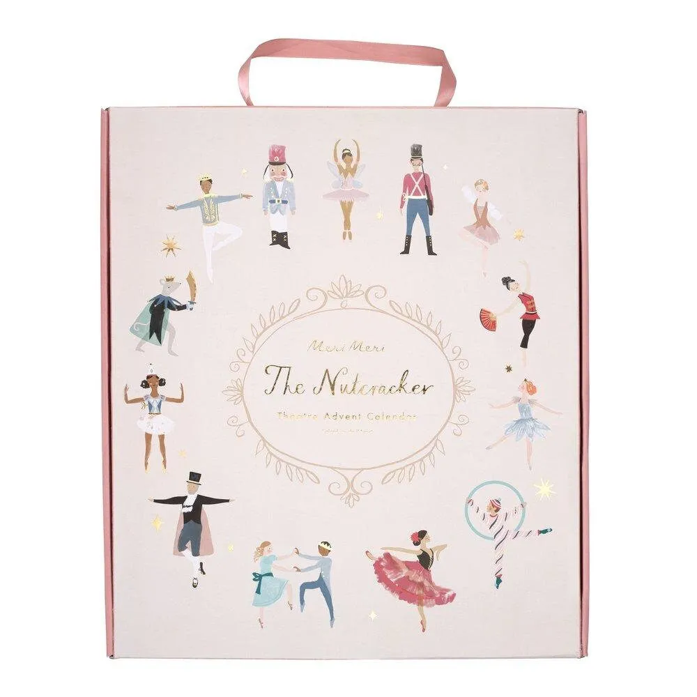 Nutcracker Theater Christmas Advent Calendar, Nutcracker-Themed Advent Box for Kids with Numbered Envelopes and Charm Bracelet