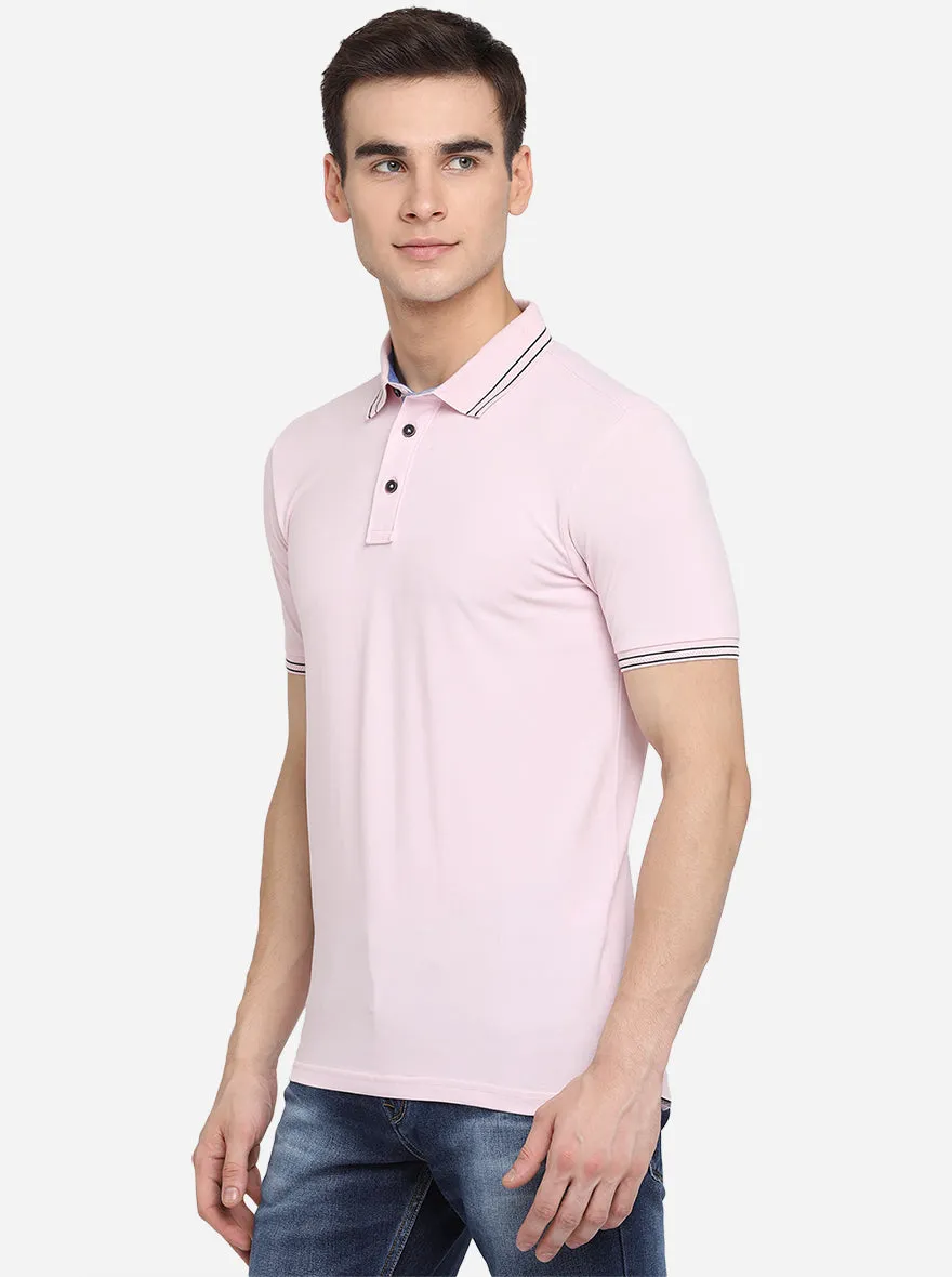 Orchid Pink Solid Slim Fit Polo T-Shirt | JadeBlue