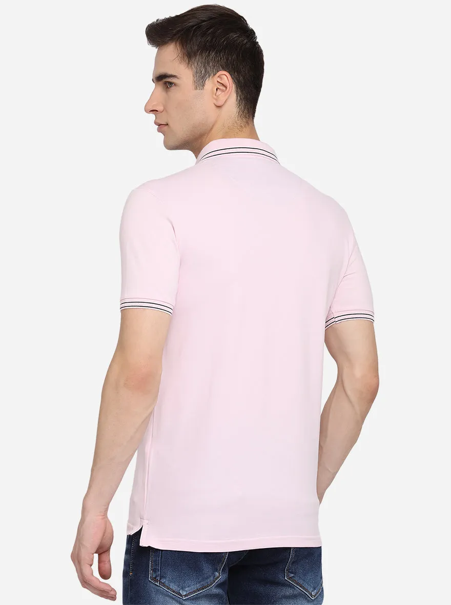 Orchid Pink Solid Slim Fit Polo T-Shirt | JadeBlue