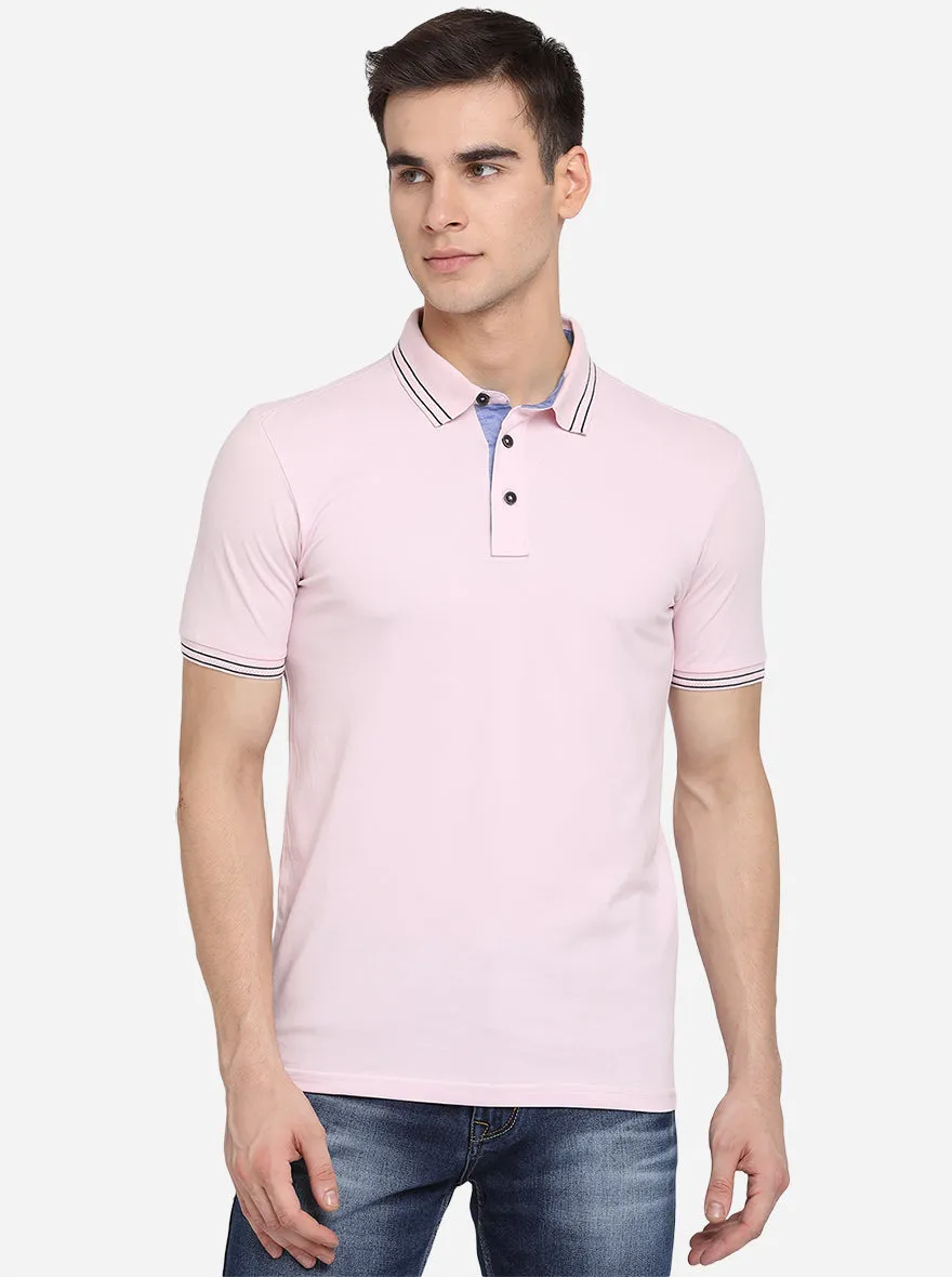 Orchid Pink Solid Slim Fit Polo T-Shirt | JadeBlue