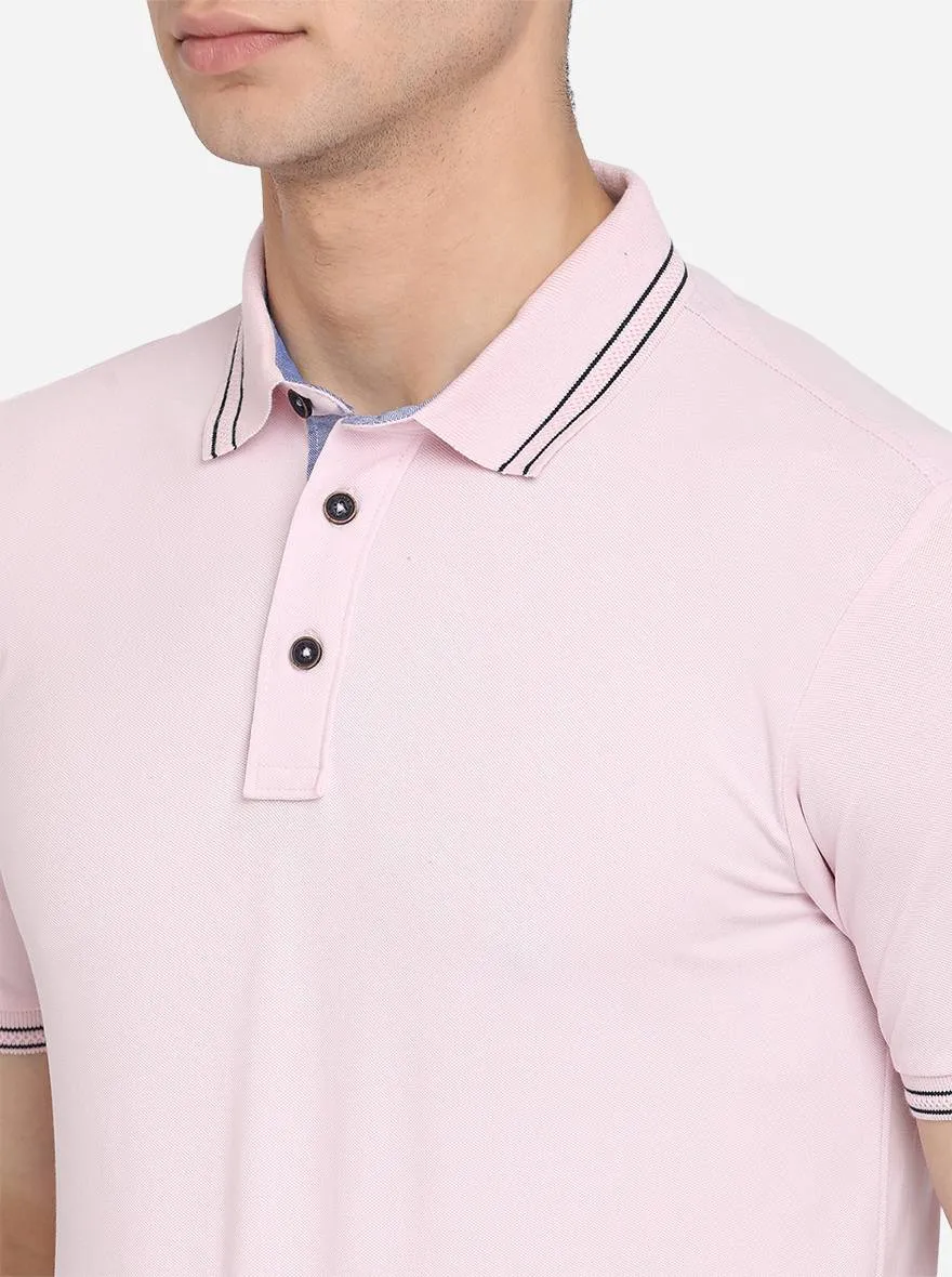 Orchid Pink Solid Slim Fit Polo T-Shirt | JadeBlue