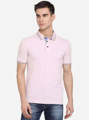 Orchid Pink Solid Slim Fit Polo T-Shirt | JadeBlue