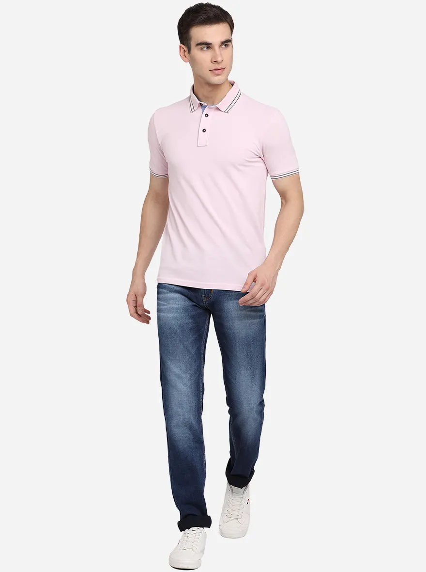 Orchid Pink Solid Slim Fit Polo T-Shirt | JadeBlue