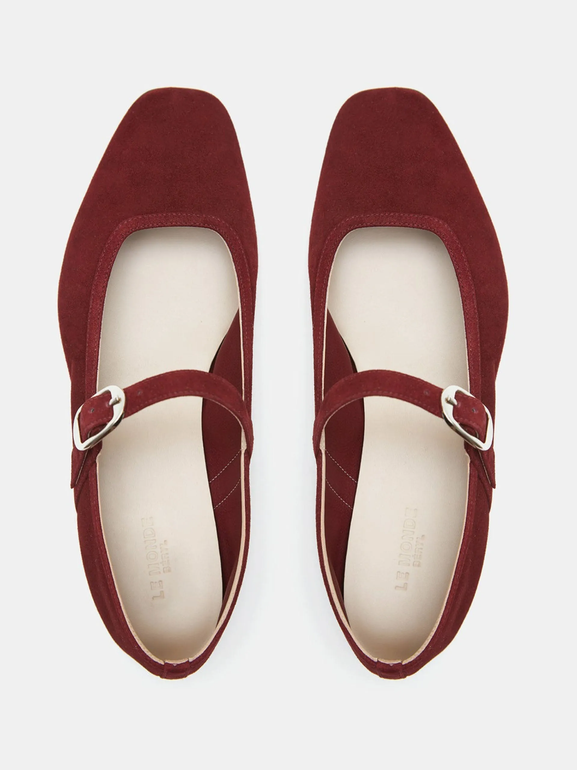 Oxblood suede Mary Jane ballet flats