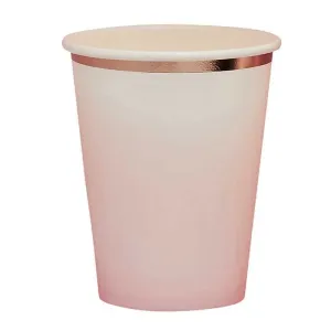 Pastel Pink Ombre & Rose Gold Party Cups (pack of 8)