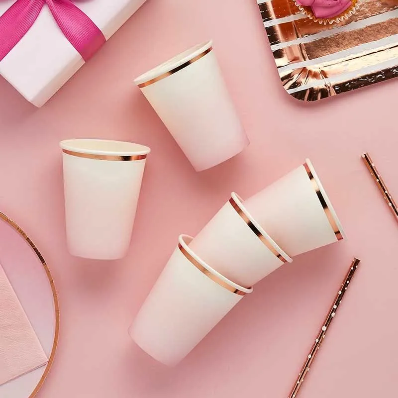 Pastel Pink Ombre & Rose Gold Party Cups (pack of 8)