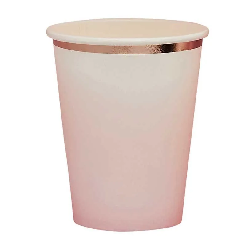 Pastel Pink Ombre & Rose Gold Party Cups (pack of 8)