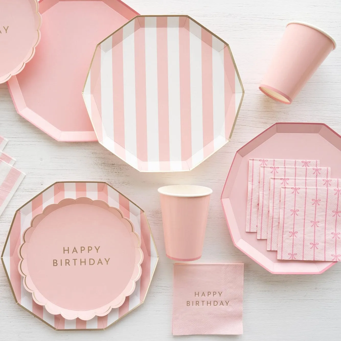 Petal Pink Signature Happy Birthday Small Plates x 8