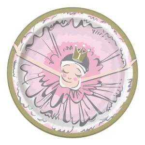 Pink 1st Birthday Party Ballerina Small Plates (Pack of 8)