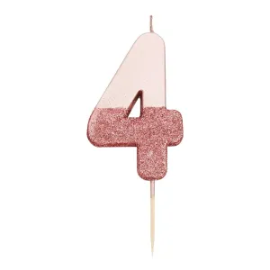 Pink Glitter Number 4 Candle