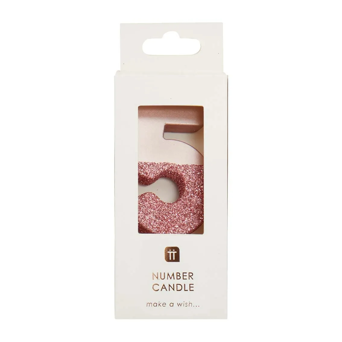 Pink Glitter Number 5 Candle