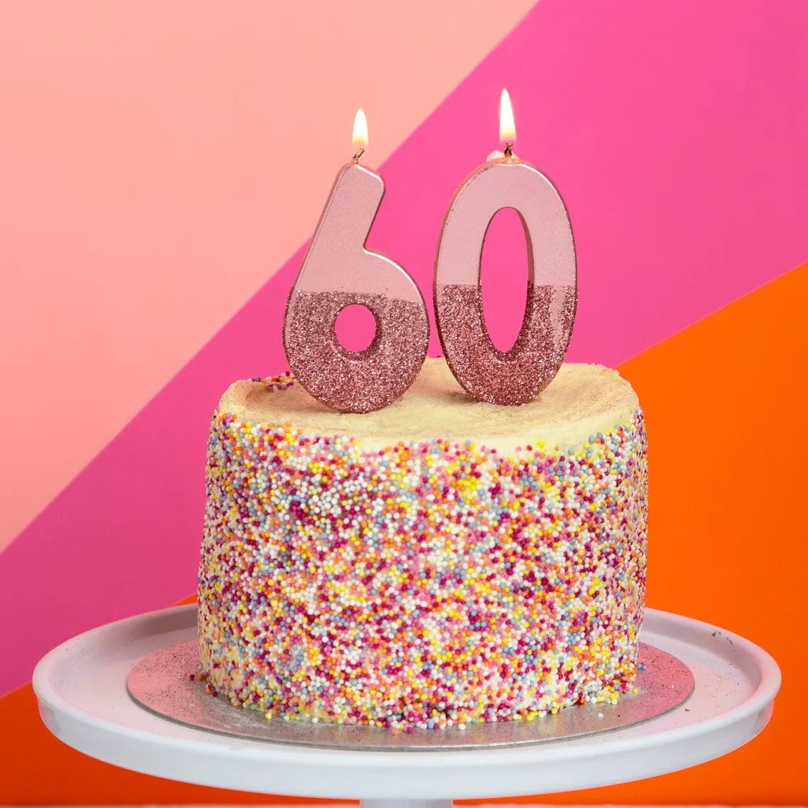 Pink Glitter Number 6 Candle