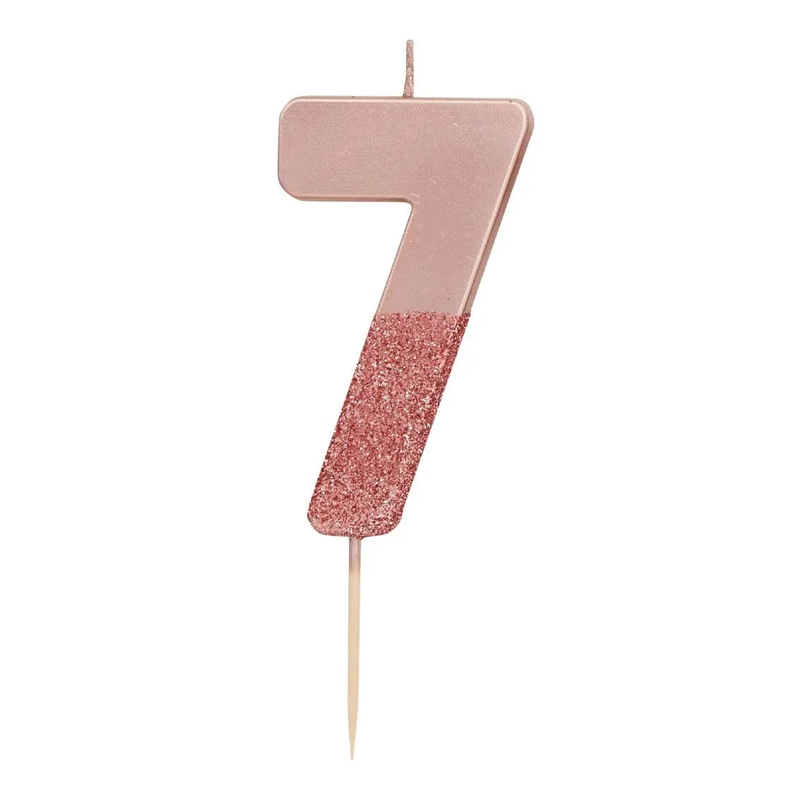 Pink Glitter Number 7 Candle