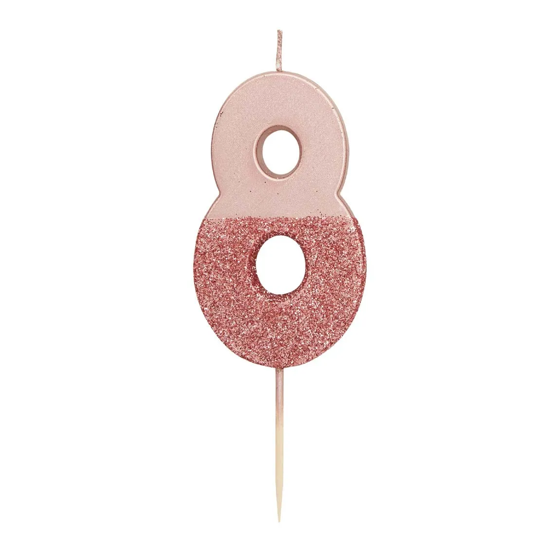 Pink Glitter Number 8 Candle