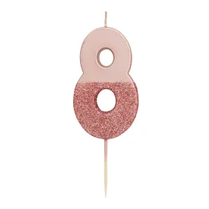 Pink Glitter Number 8 Candle