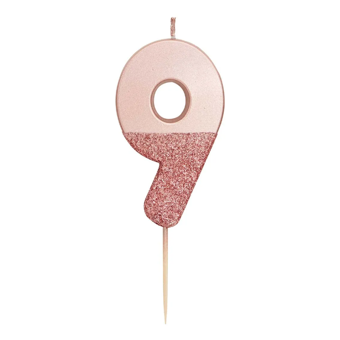 Pink Glitter Number 9 Candle