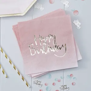 Pink Ombre Happy Birthday Party Napkins x 20
