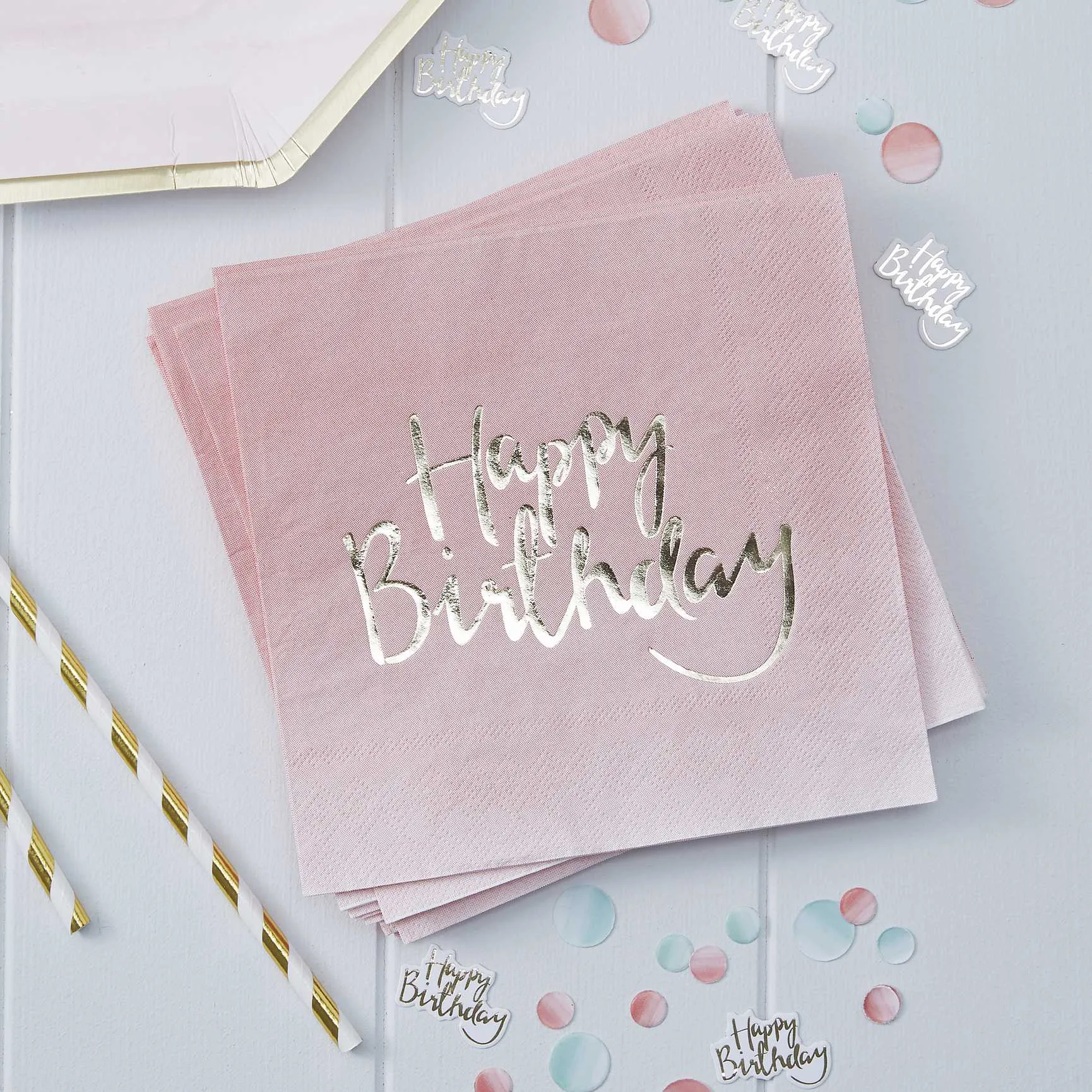 Pink Ombre Happy Birthday Party Napkins x 20