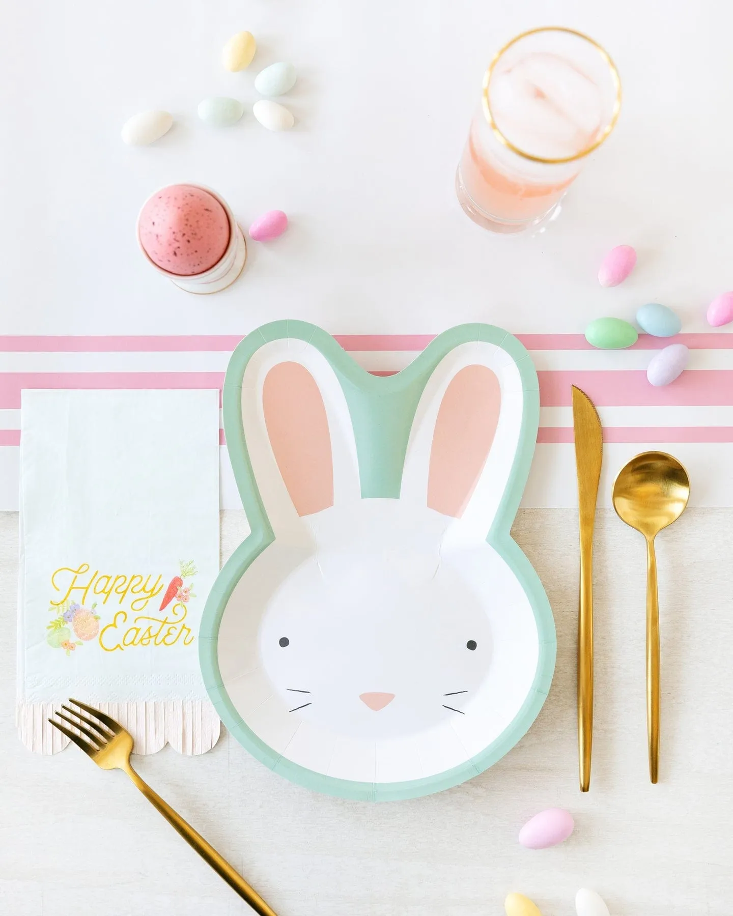 Pink Striped Table Runner