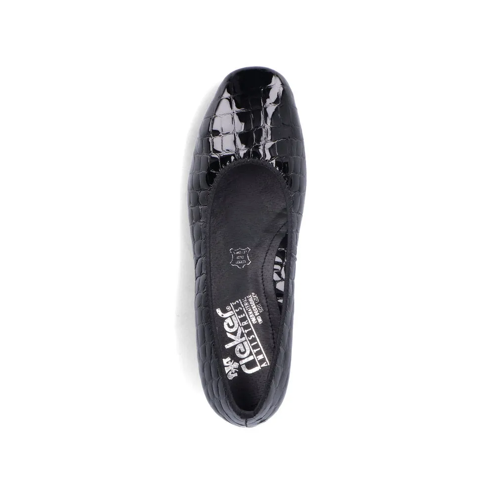 Rieker Ladies Croco Low Heel Court Shoe