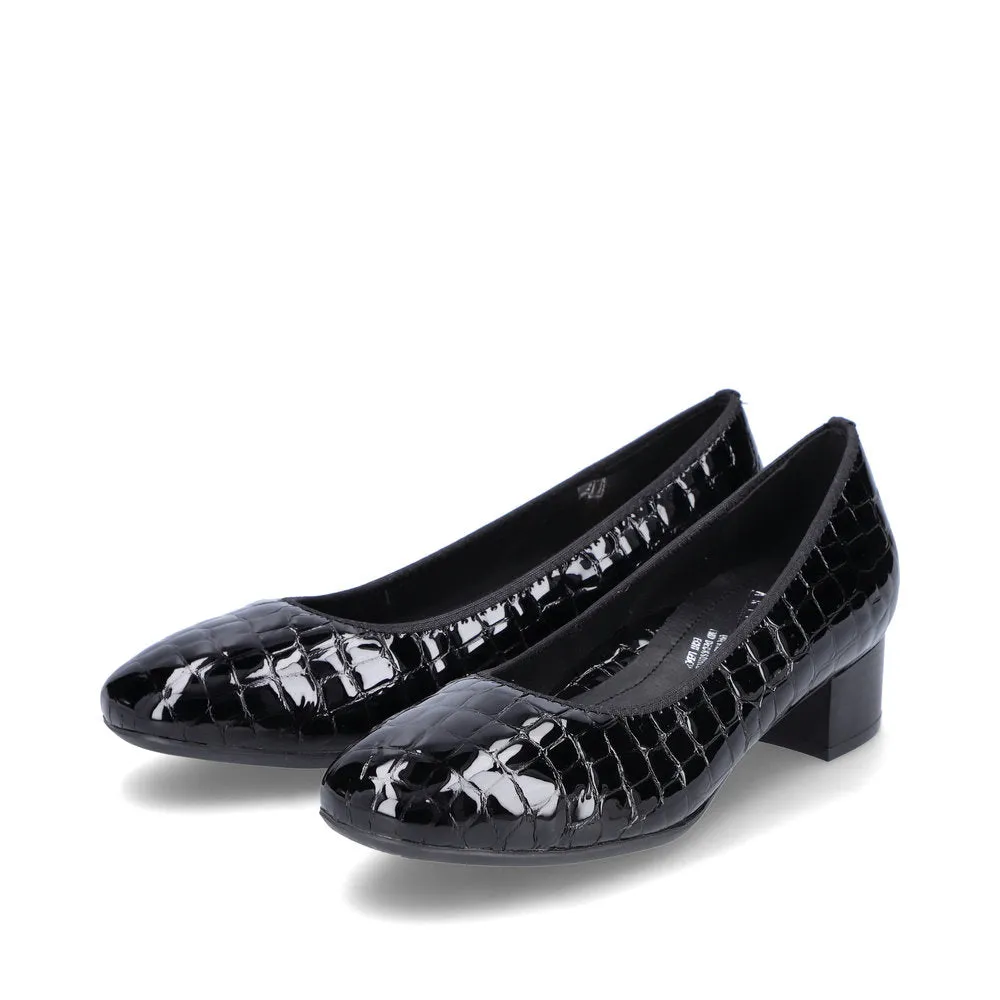 Rieker Ladies Croco Low Heel Court Shoe