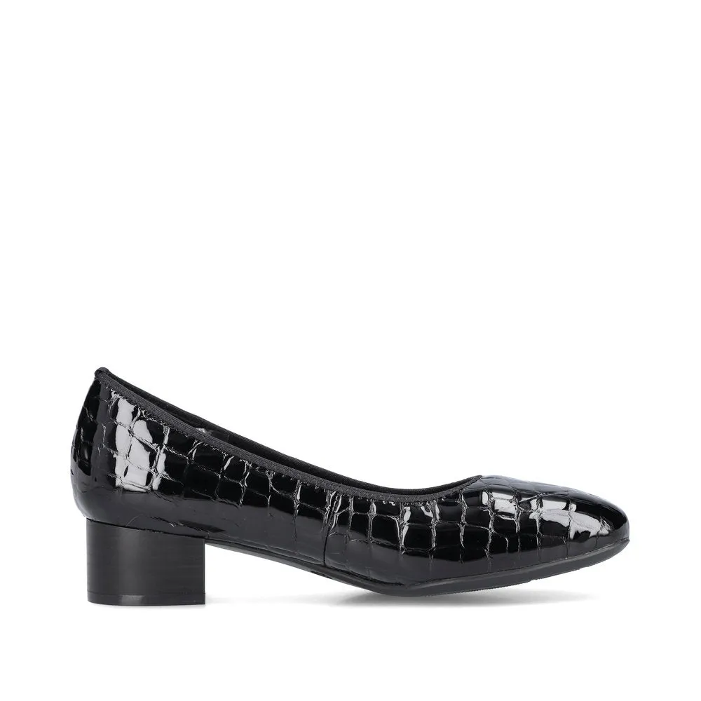 Rieker Ladies Croco Low Heel Court Shoe