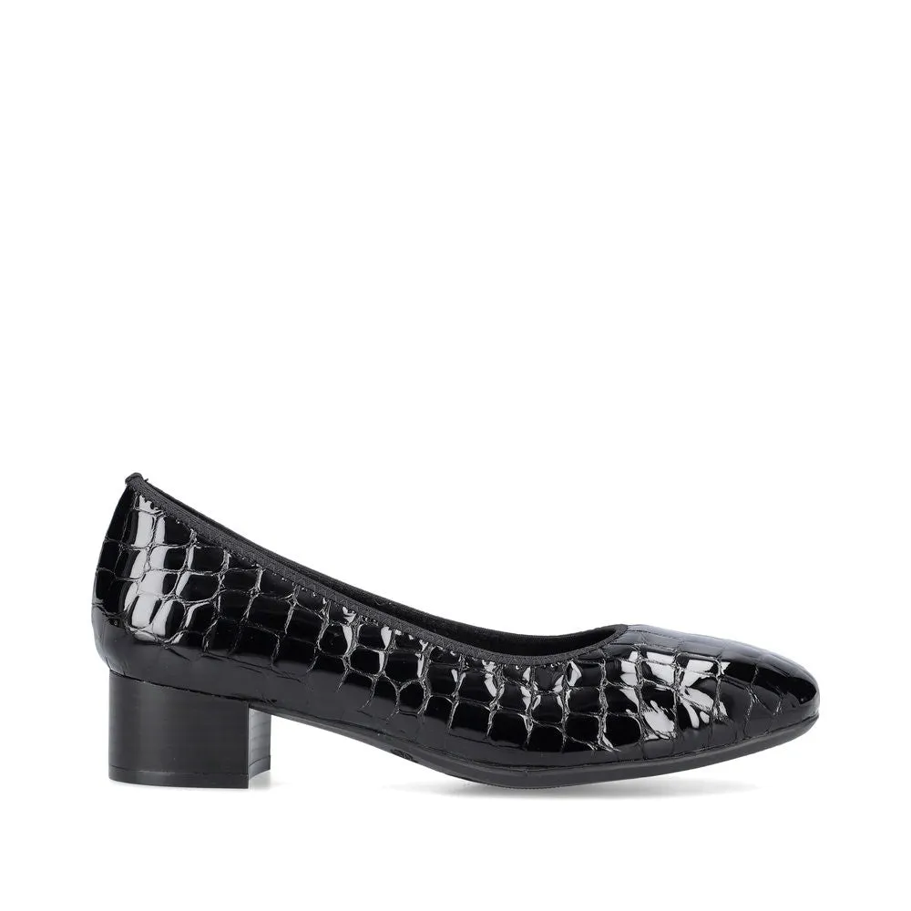 Rieker Ladies Croco Low Heel Court Shoe